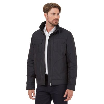 The Collection Big and tall dark grey checked harrington jacket